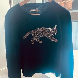 Alice + Olivia Black Sweater with Animal Motif